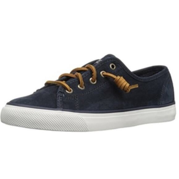 Sperry Womens Crest Vibe Navy Canvas Ankle Boat Shoes Sneakers Size 7 Preppy - Picture 1 of 10